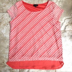 The Limited Coral Diagonal Stripe Top
